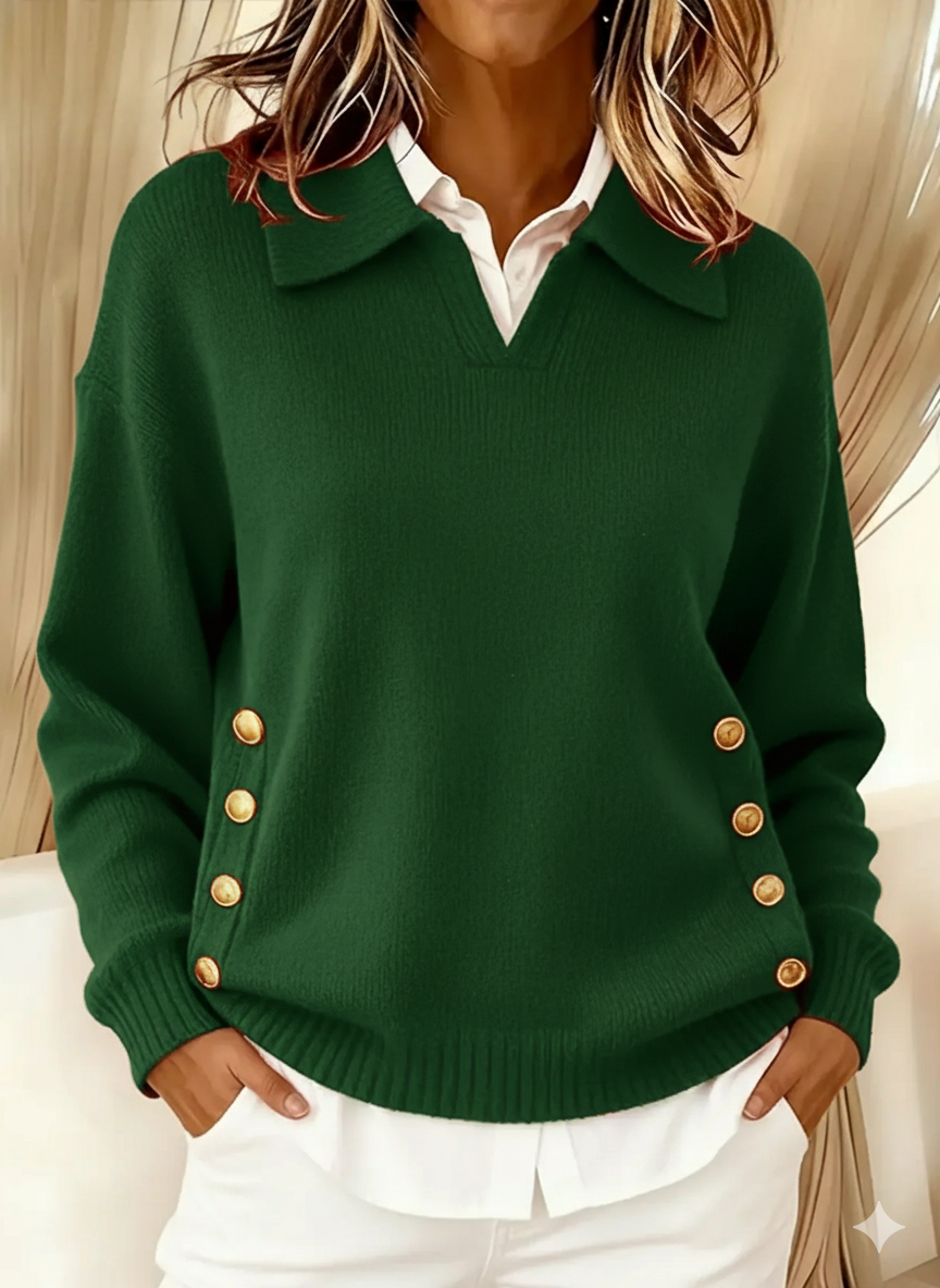 Vynette™ | V-Neck Sweater with Collar