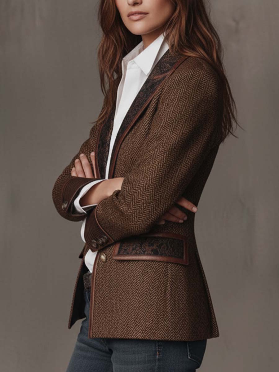 Hollis | Herringbone Panel Blazer