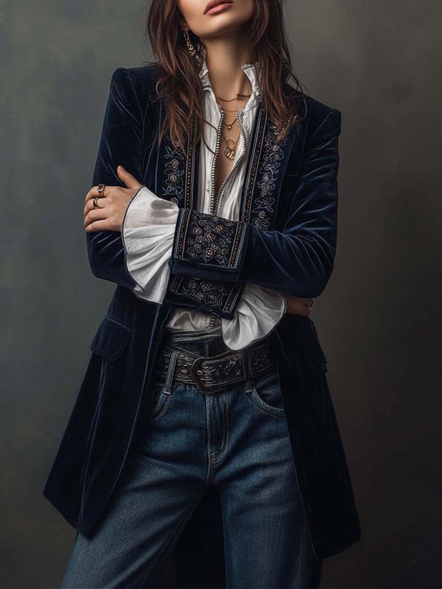 Gabrielle | Embroidered Longline Jacket