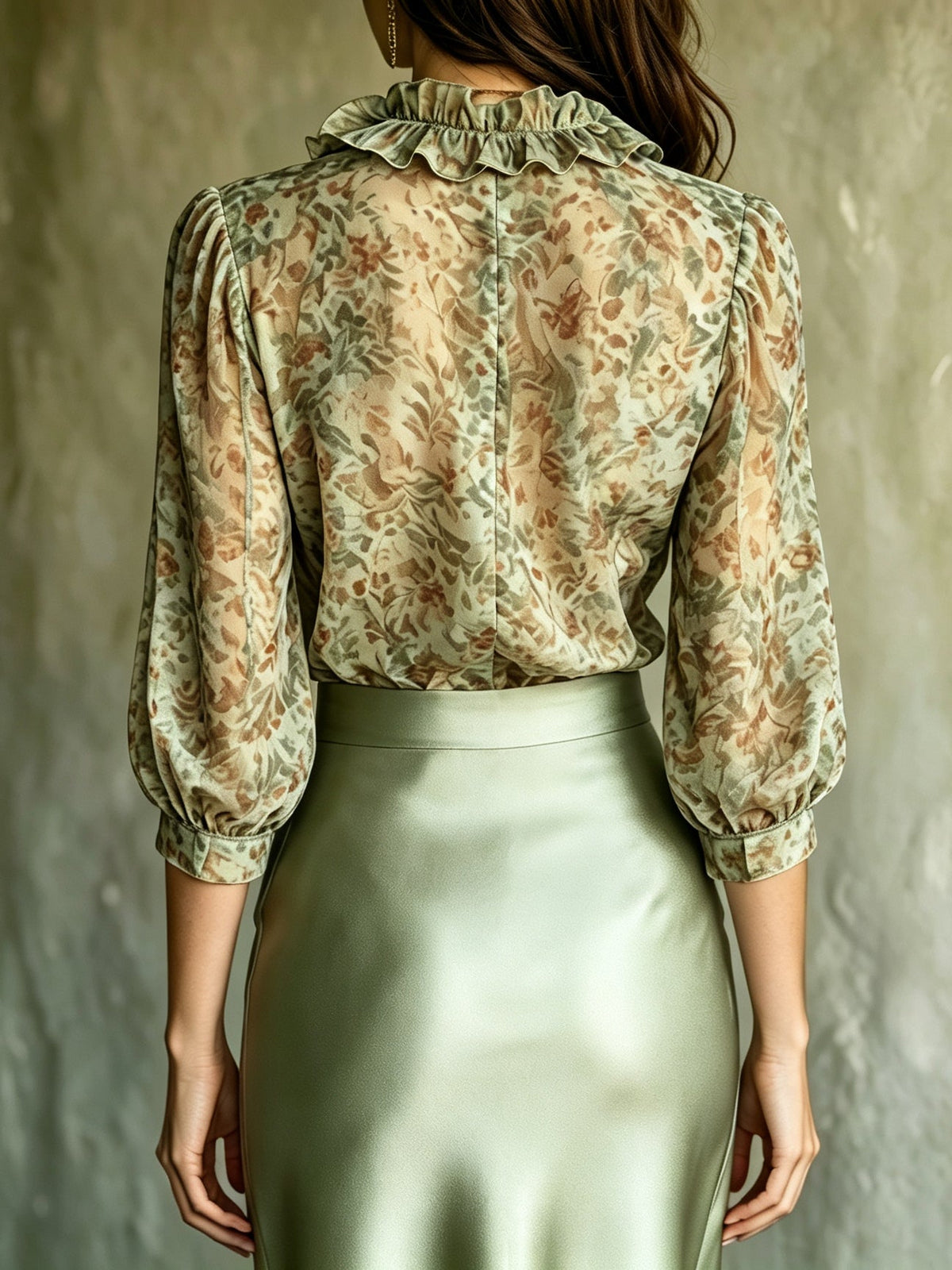 Antonella | Floral Ruffle Top & Satin Mini Skirt Ensemble