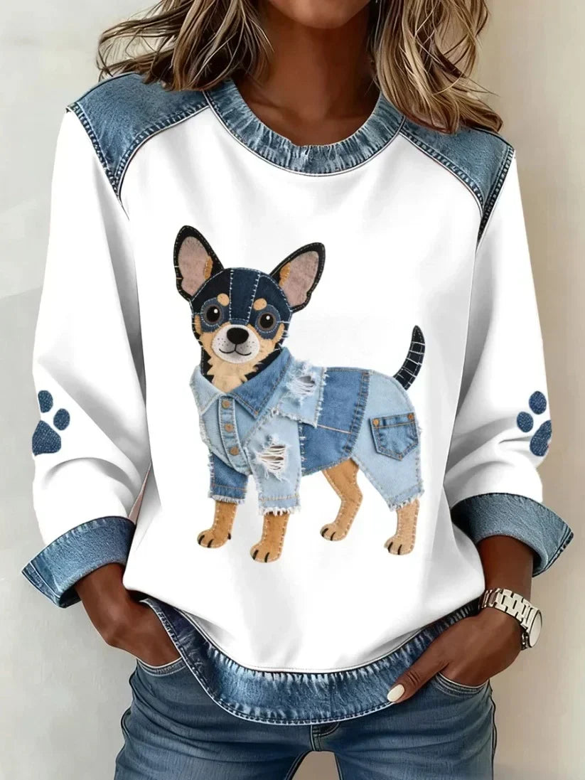 Anouk™ | Dog Lover Sweater with Patchwork Details