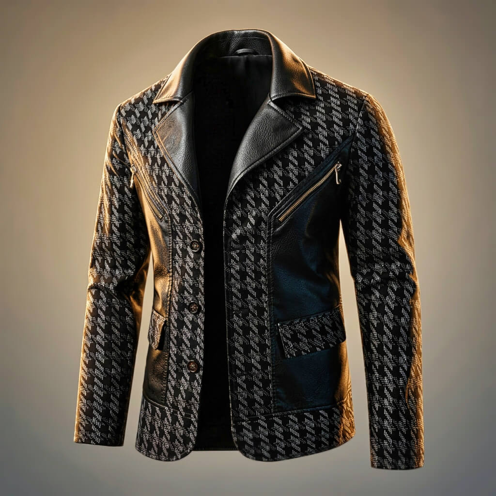 Giorgio Houndstooth Leather Blazer