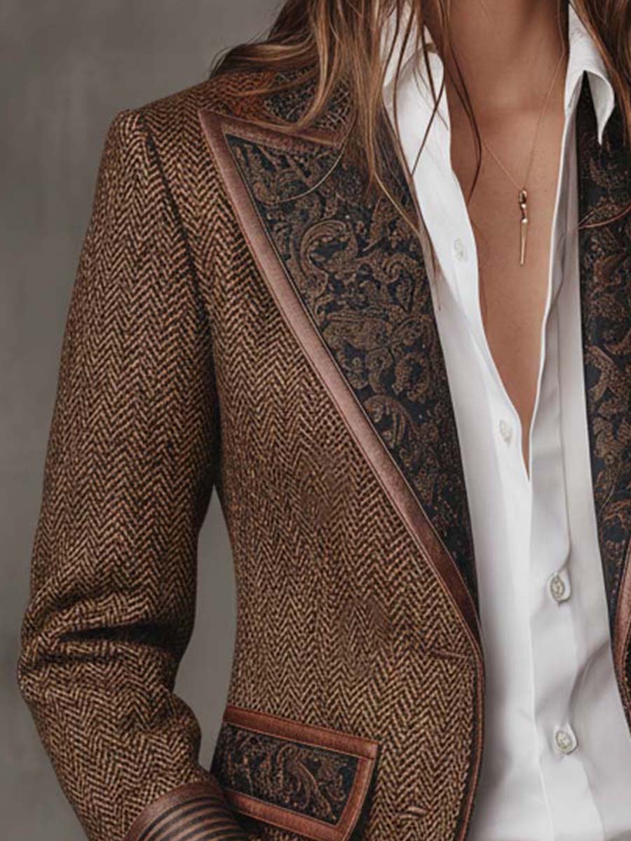 Hollis | Herringbone Panel Blazer
