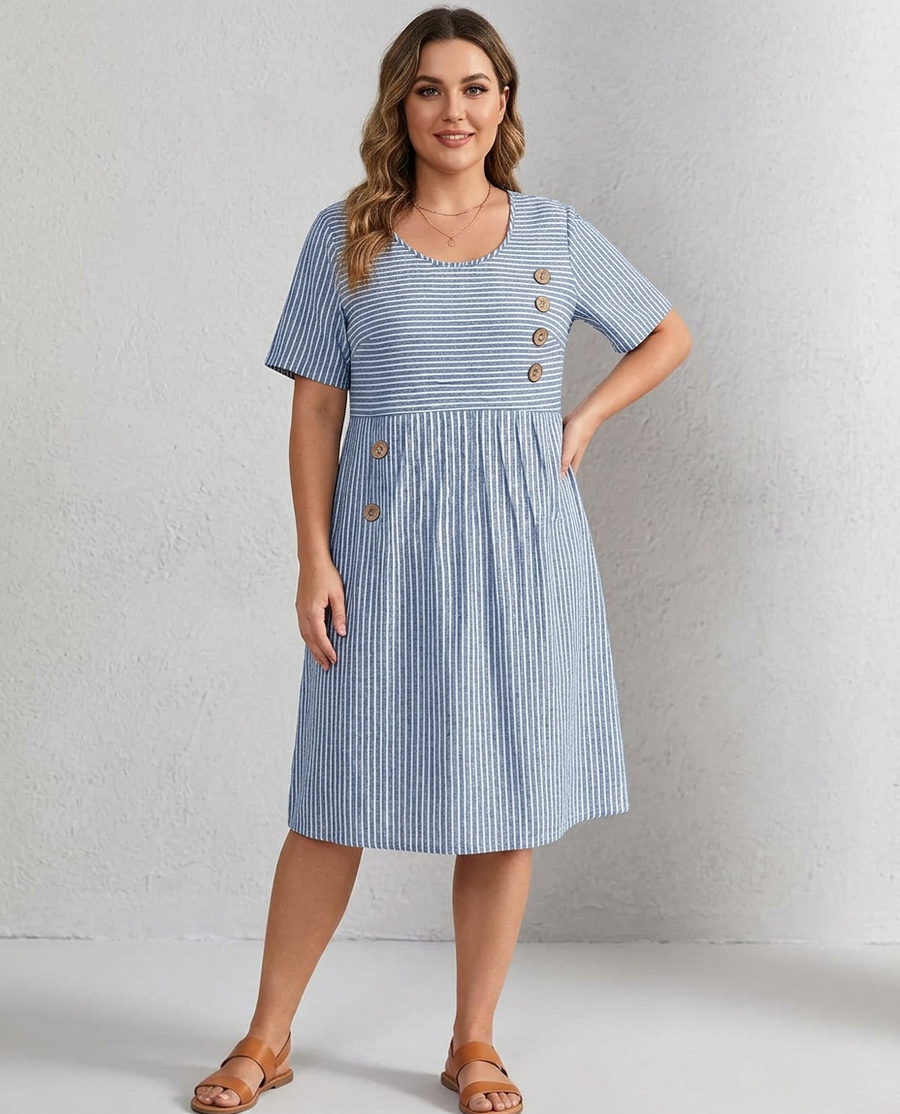Mariel - Striped Button Dress