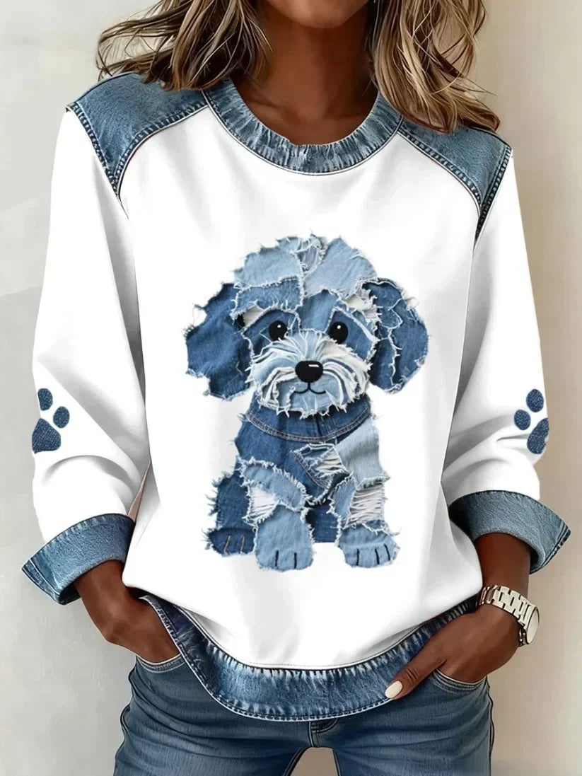 Anouk™ | Dog Lover Sweater with Patchwork Details