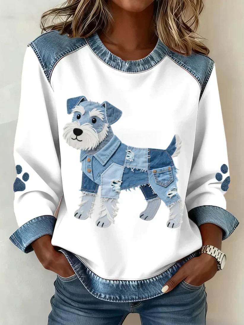 Anouk™ | Dog Lover Sweater with Patchwork Details