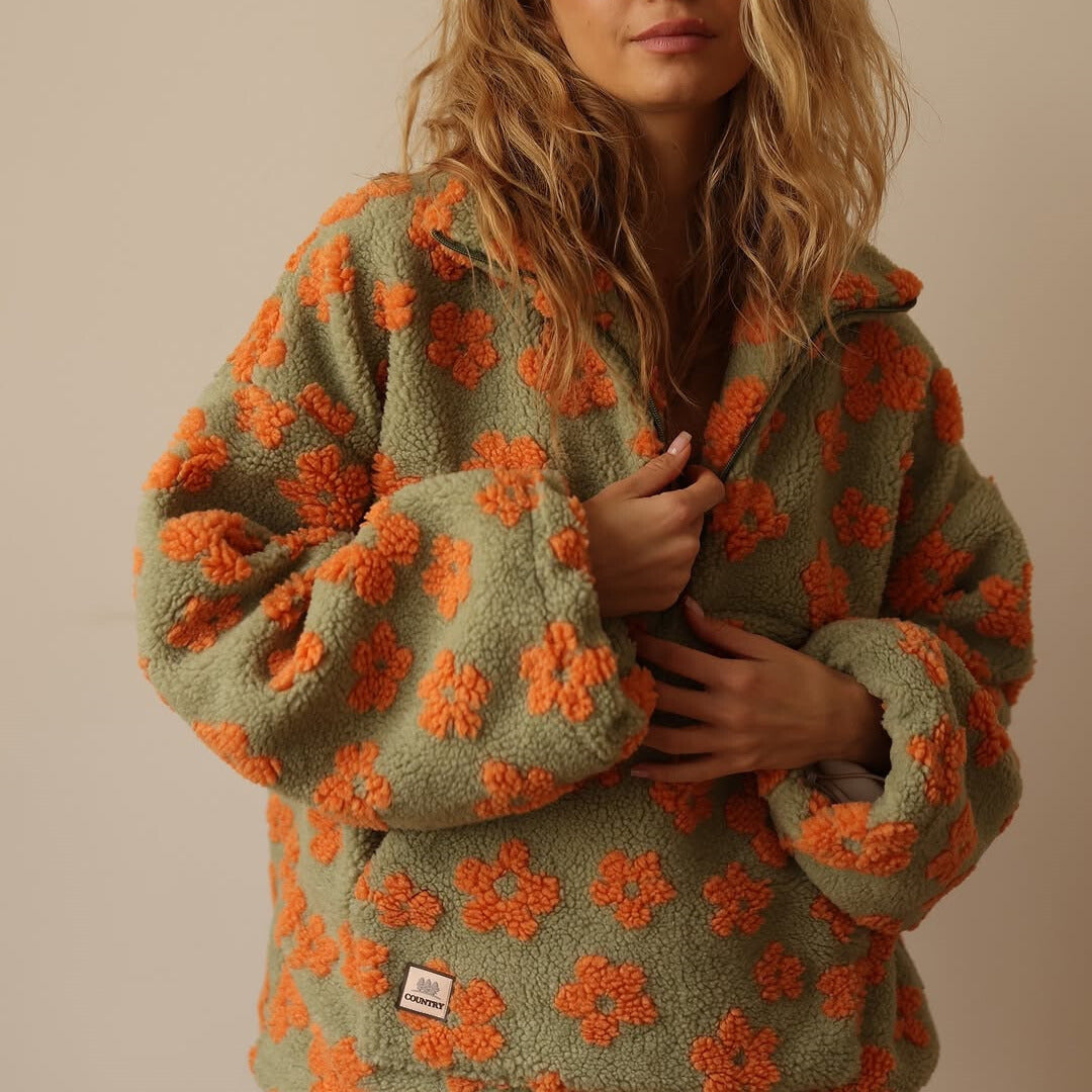 Lorraine™ | Warm Fleece Sweater with Floral Print