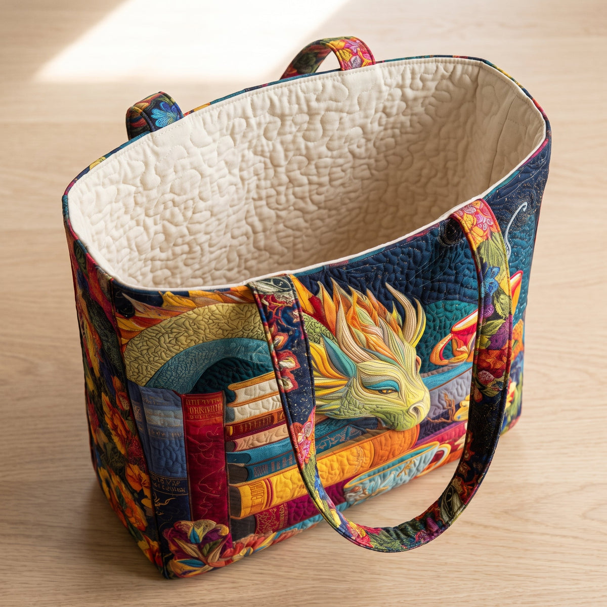 Artisan Bag - Dragon Reader with Books and Mugs