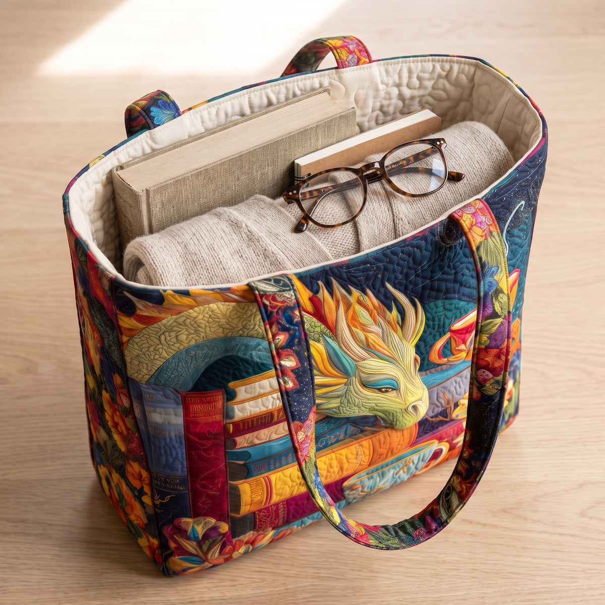 Artisan Bag - Dragon Reader with Books and Mugs