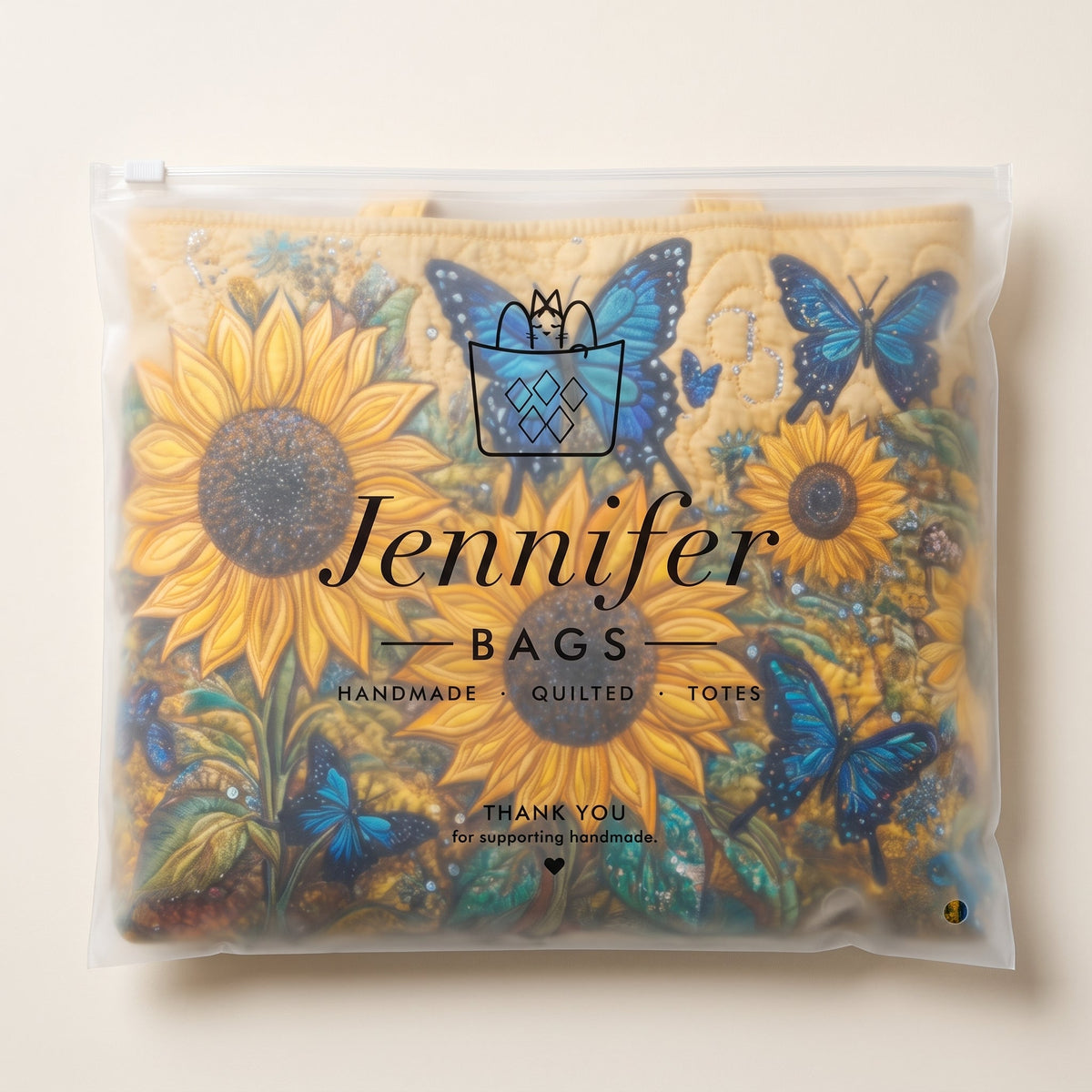 Artisan Bag - Sunflowers and Blue Butterflies