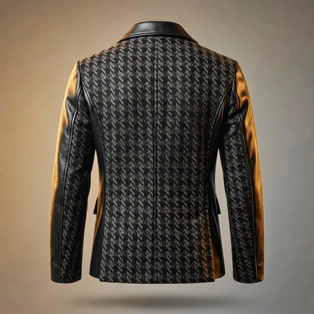 Giorgio Houndstooth Leather Blazer