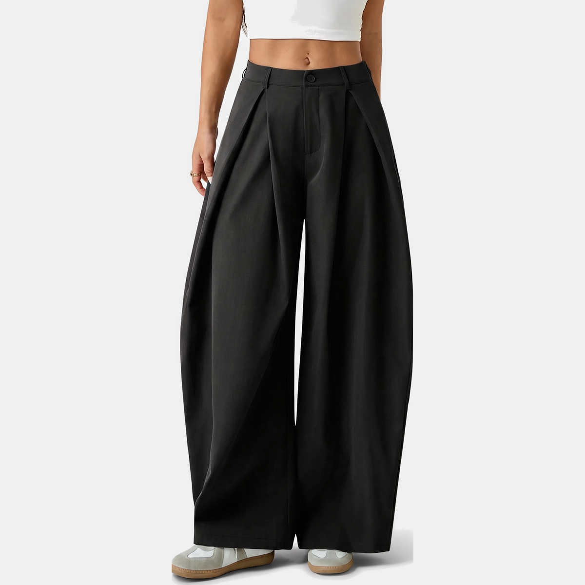 Women's Pleated Low Rise Wide Leg Trousers