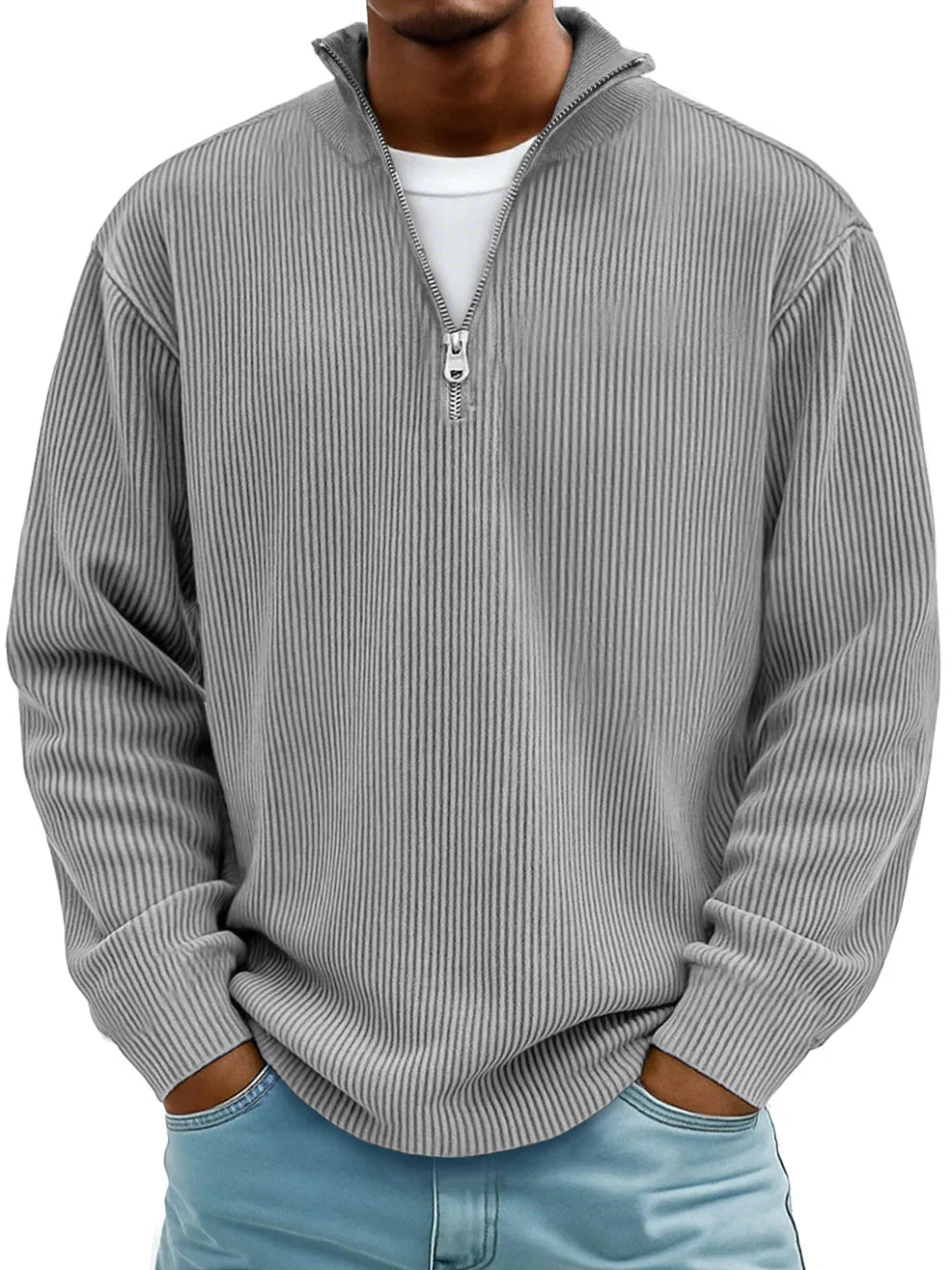 Owen | Corduroy Zip Up Sweater