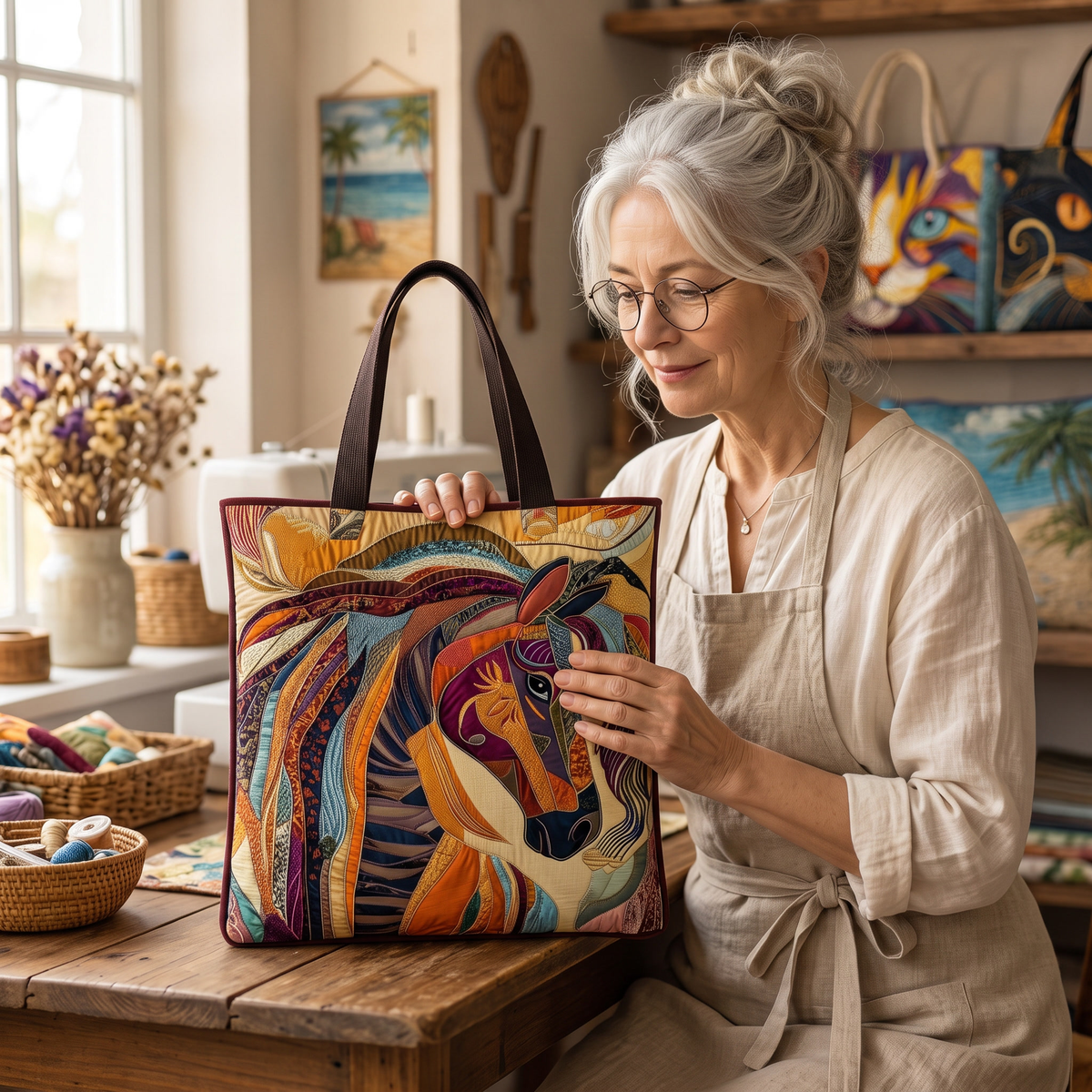 Artisanal Bag - Multicolored Mosaic Horse