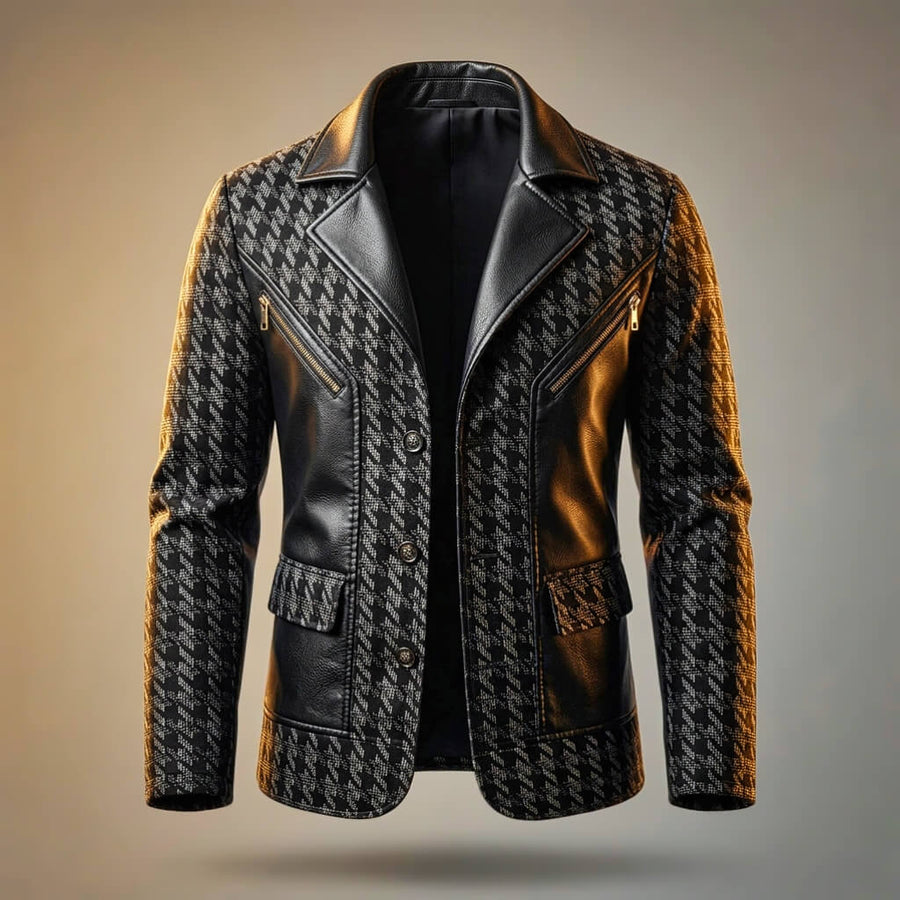 Giorgio Houndstooth Leather Blazer