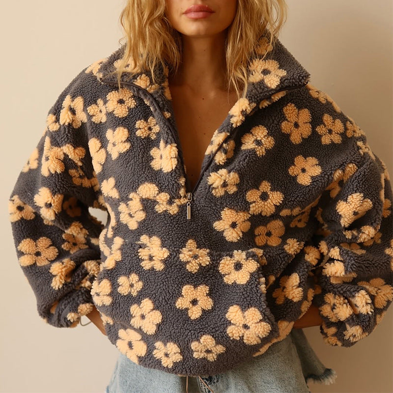 Lorraine™ | Warm Fleece Sweater with Floral Print
