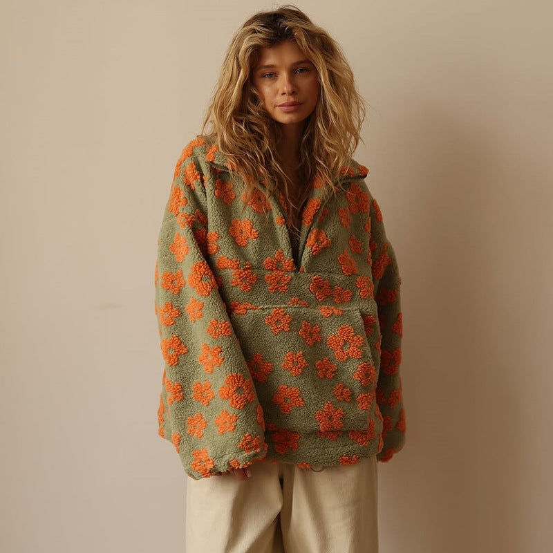 Lorraine™ | Warm Fleece Sweater with Floral Print