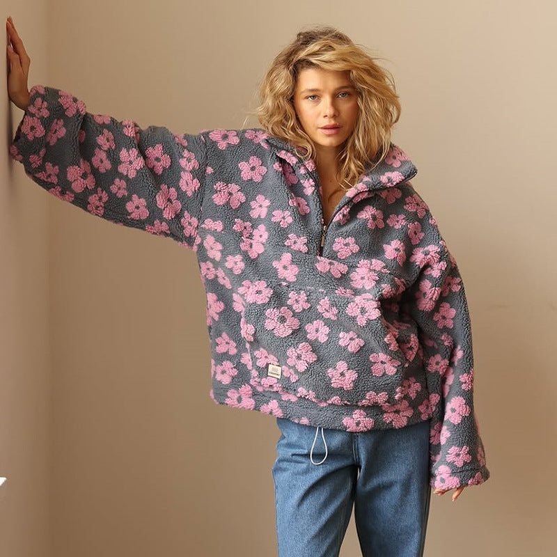 Lorraine™ | Warm Fleece Sweater with Floral Print