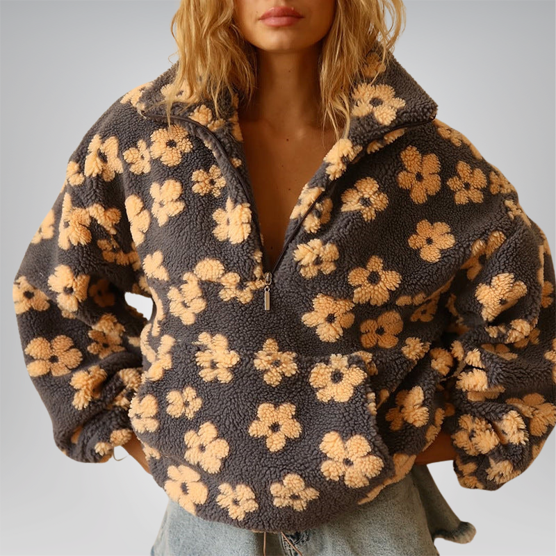 Lorraine™ | Warm Fleece Sweater with Floral Print