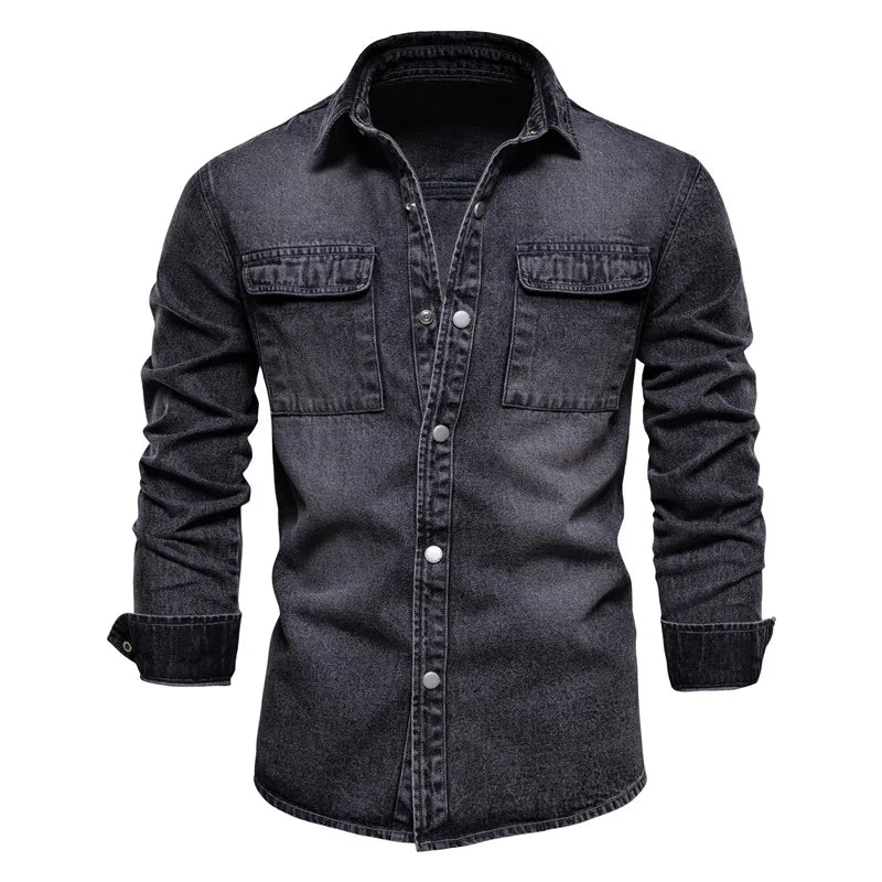 AIOPESON | Cotton Denim Shirts Men Casual