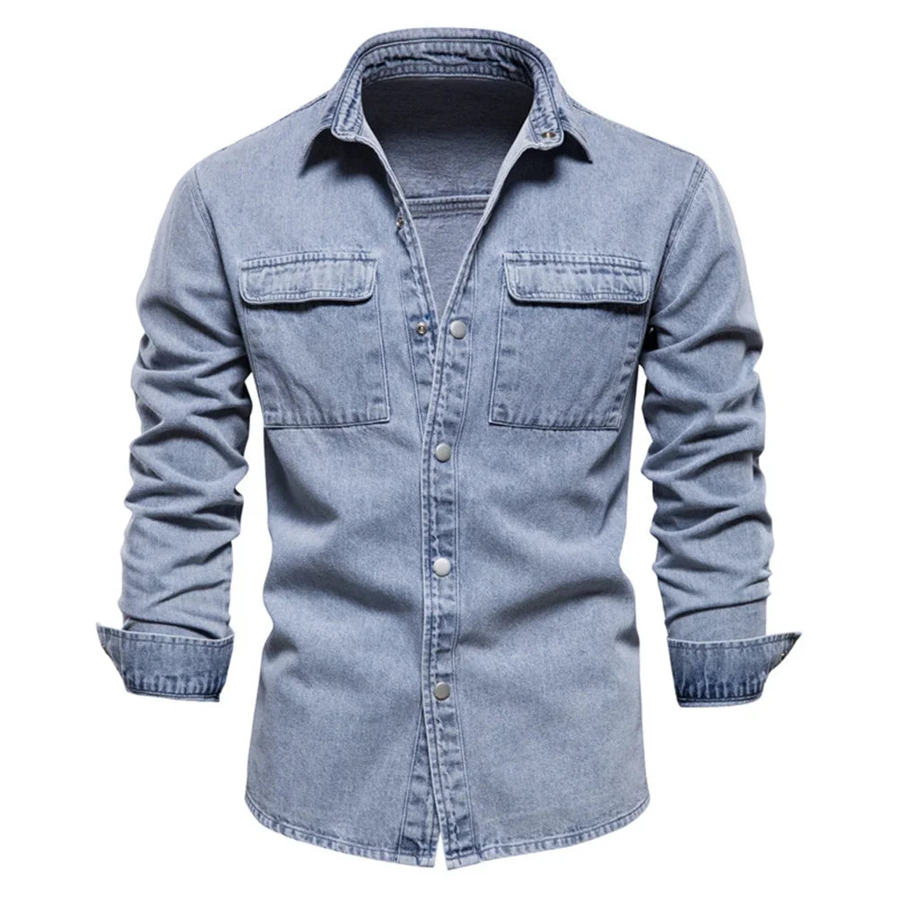 AIOPESON | Cotton Denim Shirts Men Casual