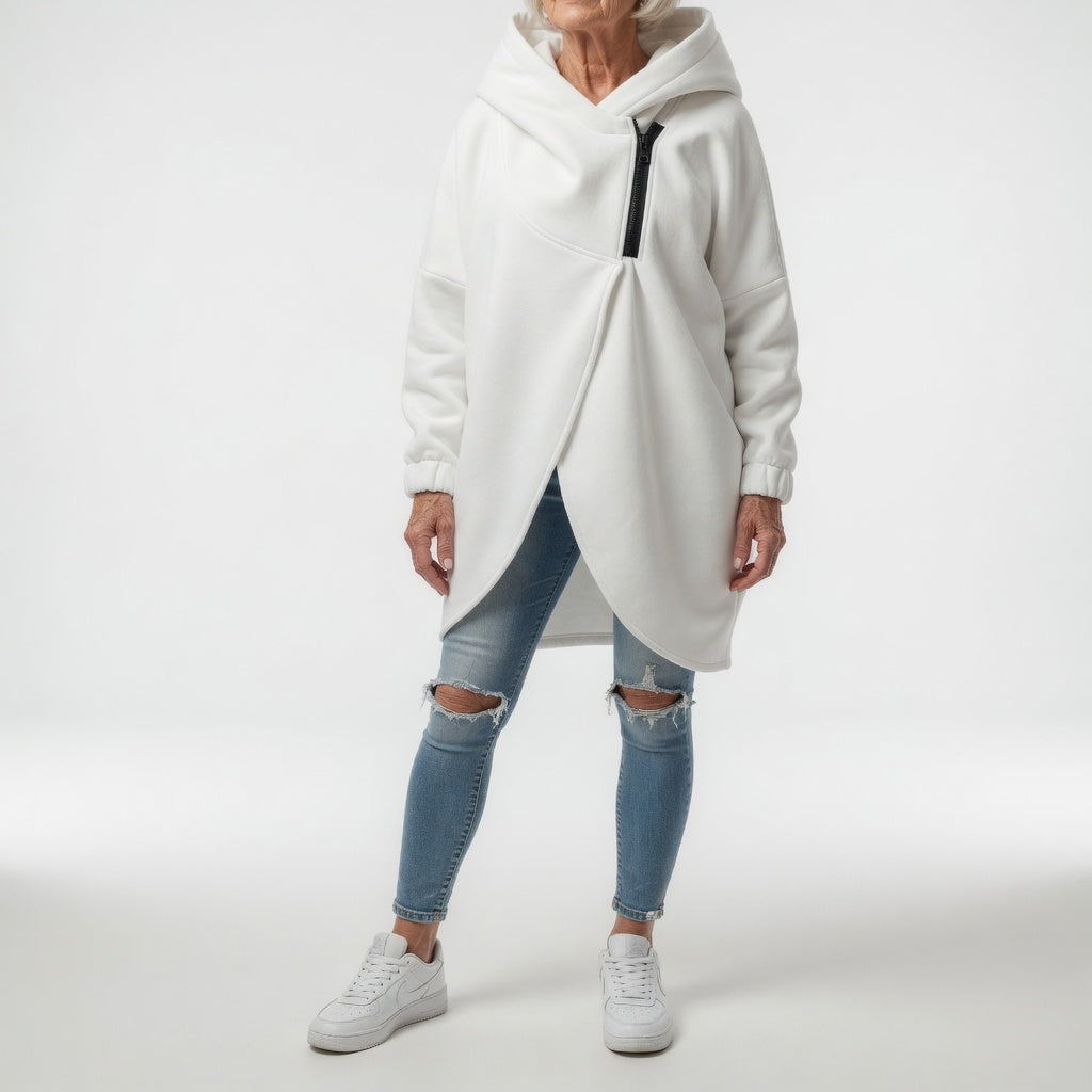 Doriane™ — Cozy Asymmetrical Zip Hoodie in Urban Style