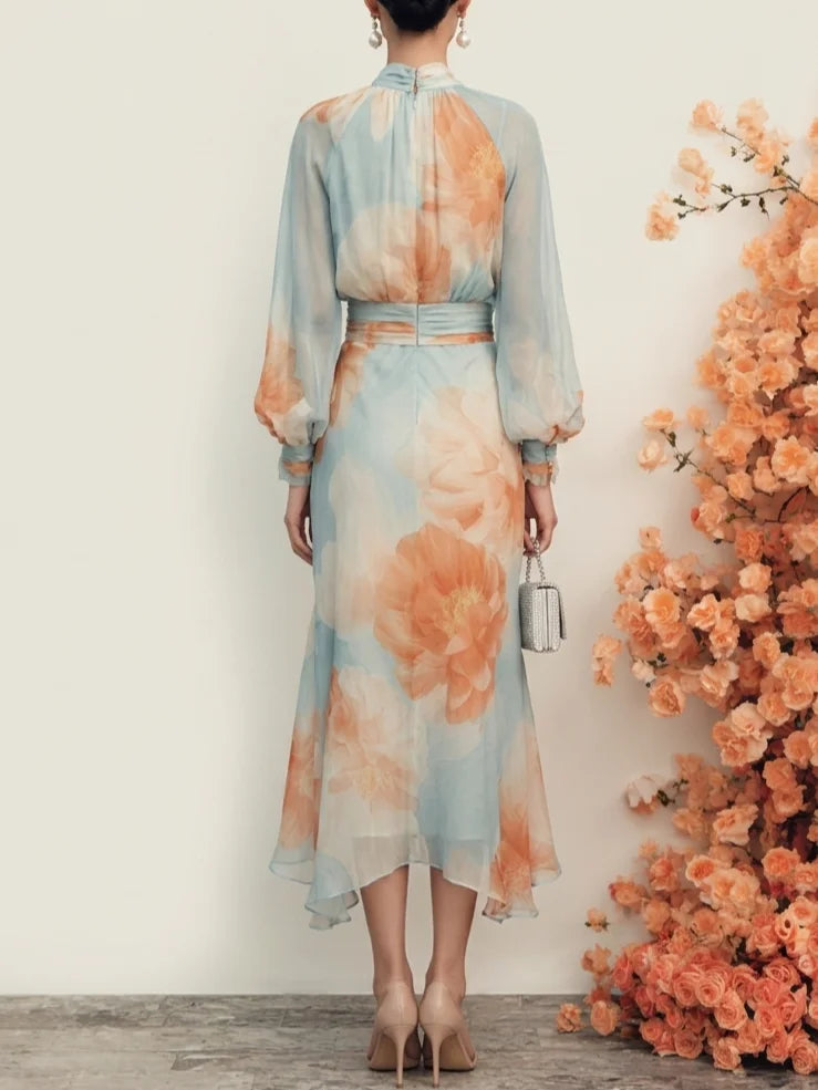 Emilia | High Neck Top and Floral Skirt Two-Piece Set