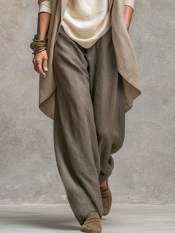 Costanza | Beige and Gray Three-Piece Set Featuring Palazzo Pants