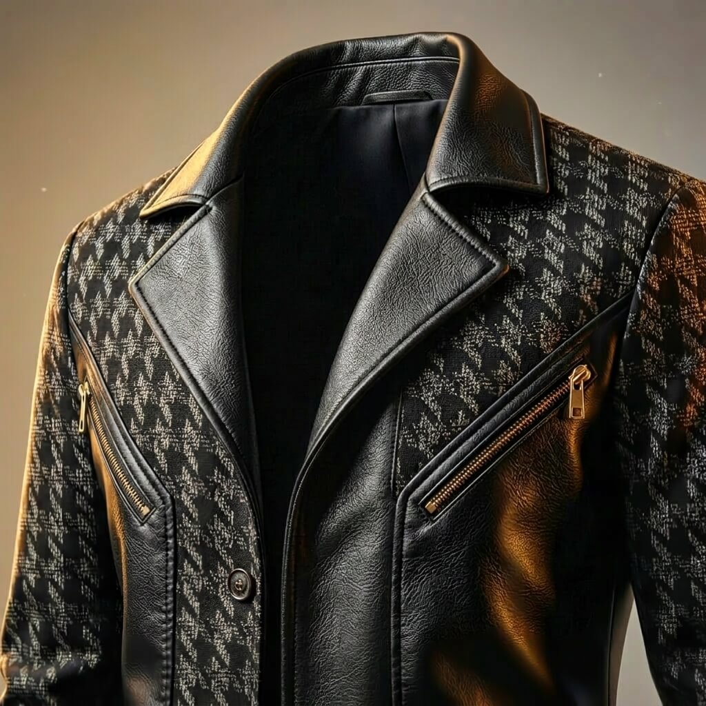 Giorgio Houndstooth Leather Blazer