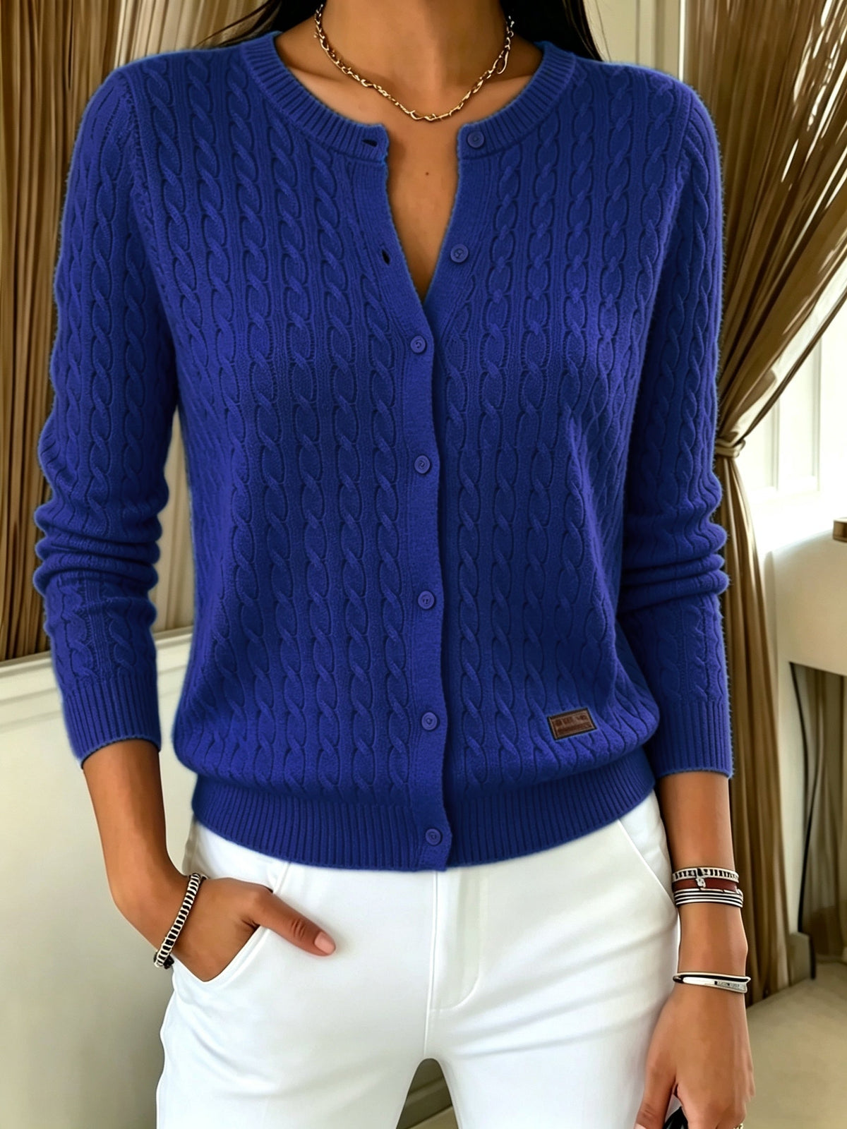 Anelise™ | Cable Knit Button Cardigan