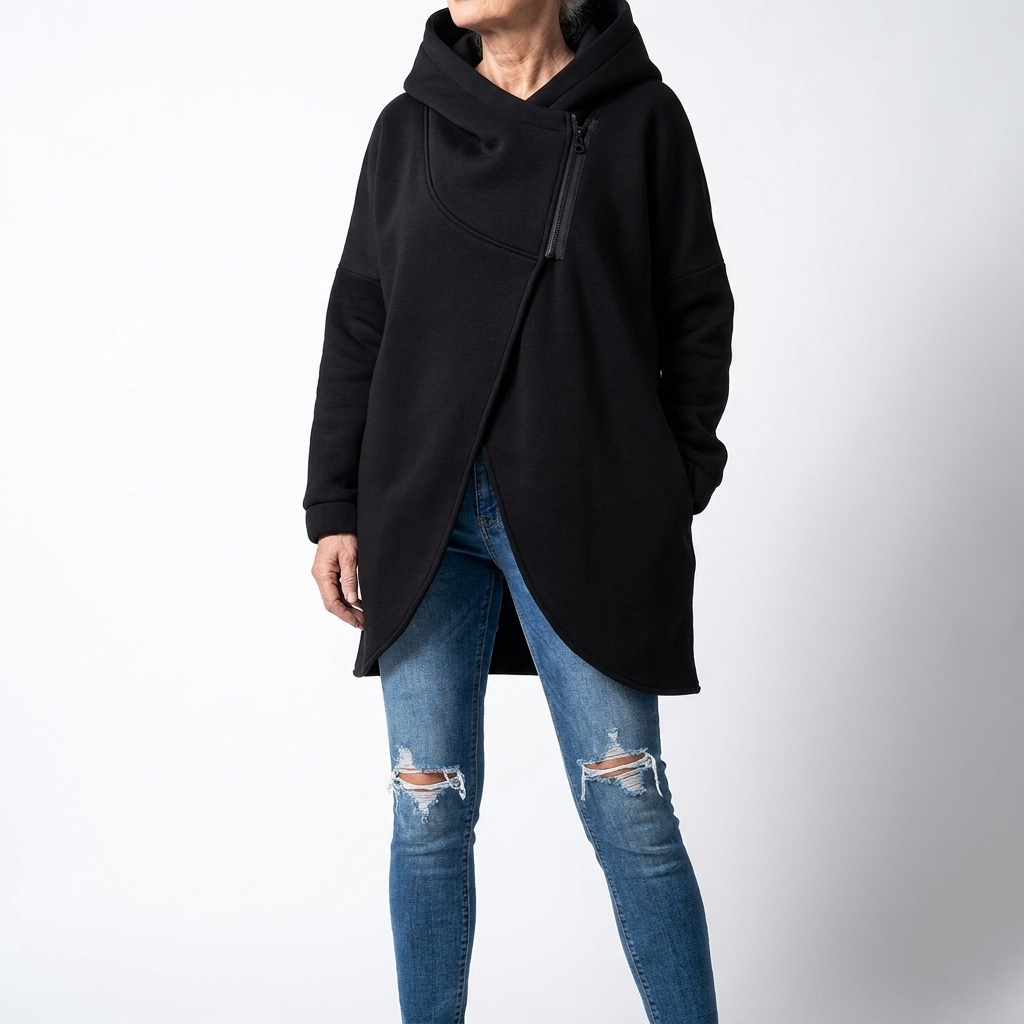Doriane™ — Cozy Asymmetrical Zip Hoodie in Urban Style