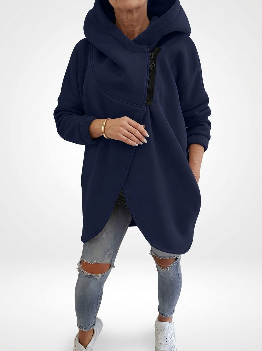 Doriane™ — Cozy Asymmetrical Zip Hoodie in Urban Style