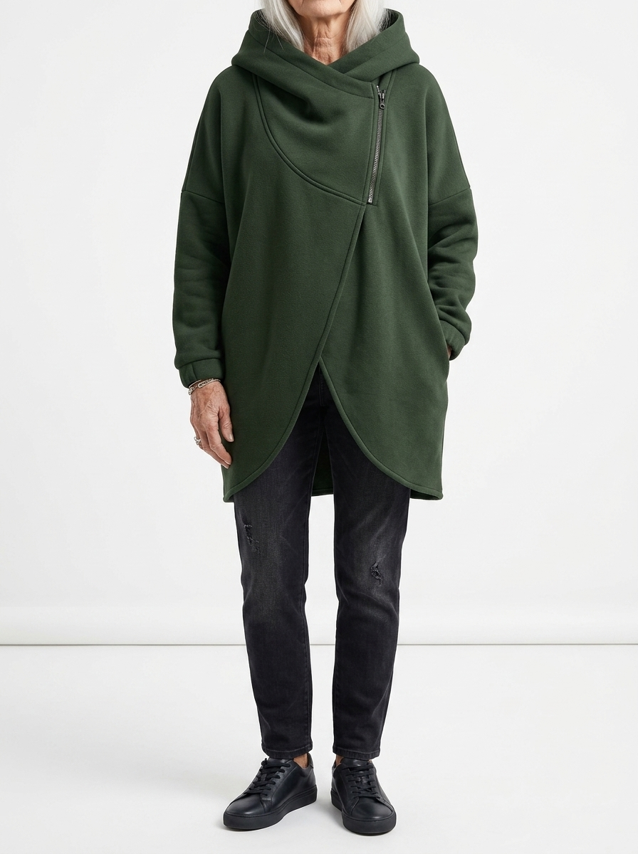 Doriane™ — Cozy Asymmetrical Zip Hoodie in Urban Style