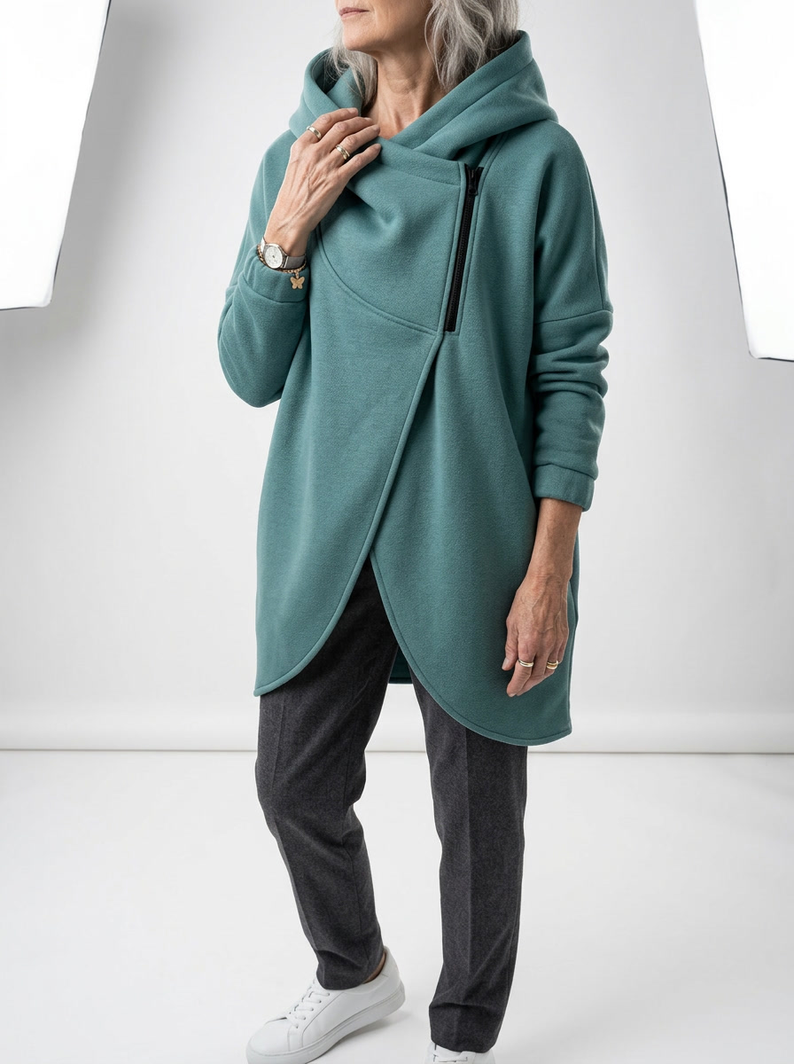 Doriane™ — Cozy Asymmetrical Zip Hoodie in Urban Style