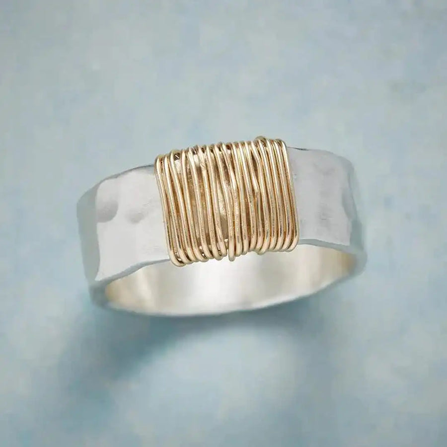 Golden Thread Silver Ring