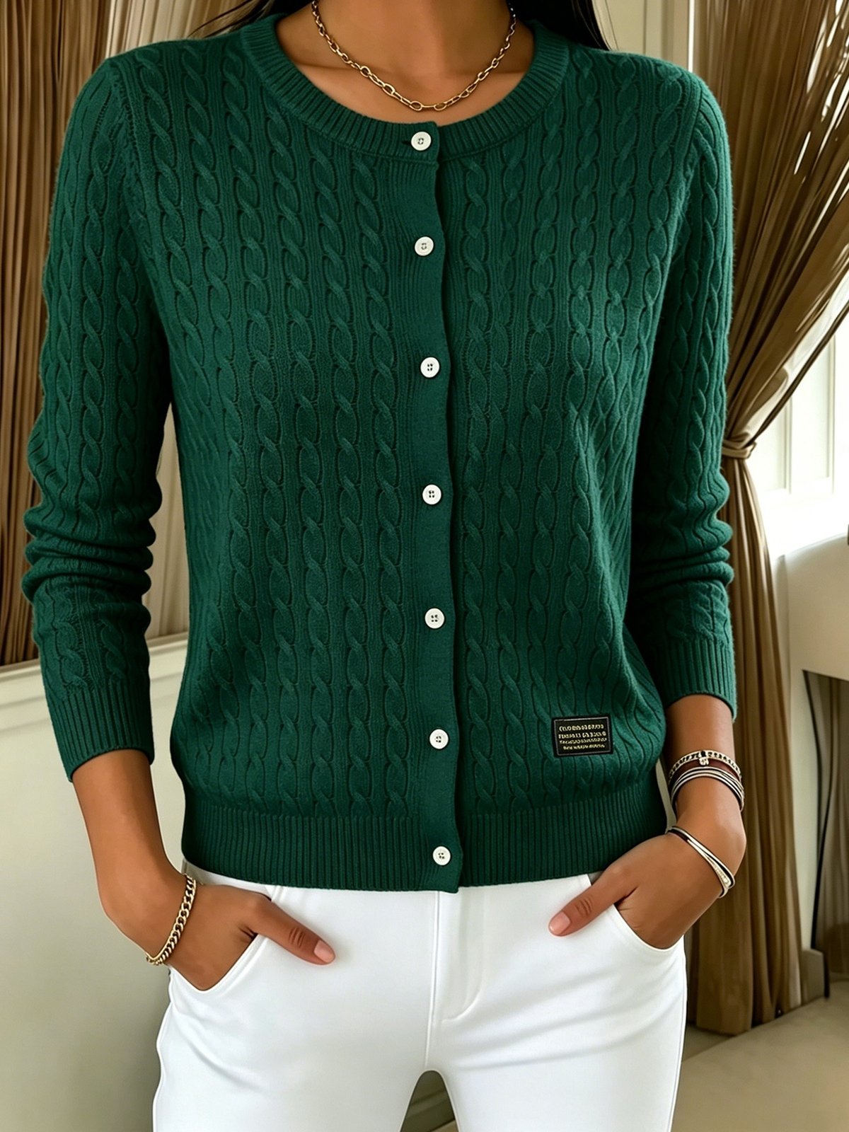 Anelise™ | Cable Knit Button Cardigan
