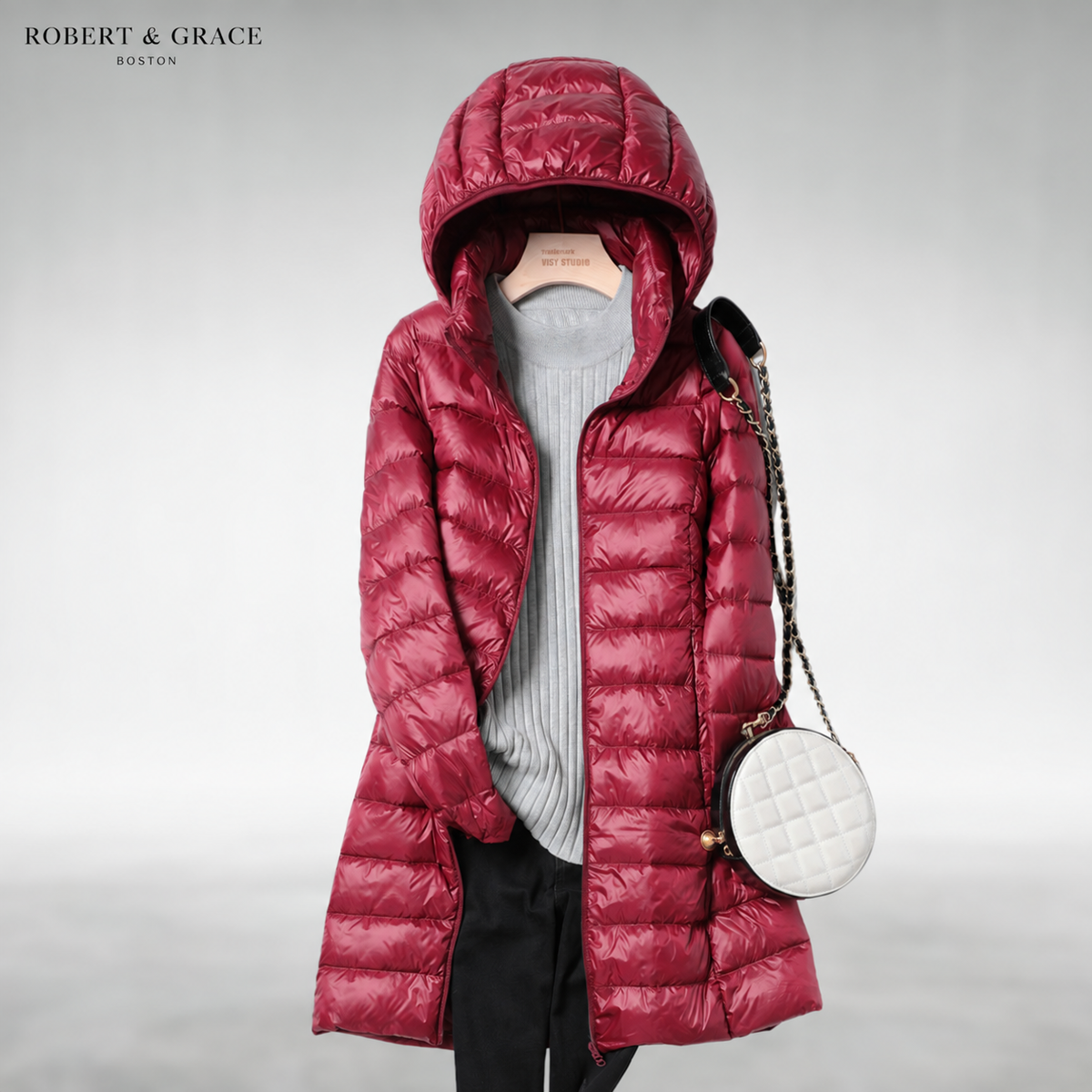 Madeline Warm Puffer Coat - Burgundy