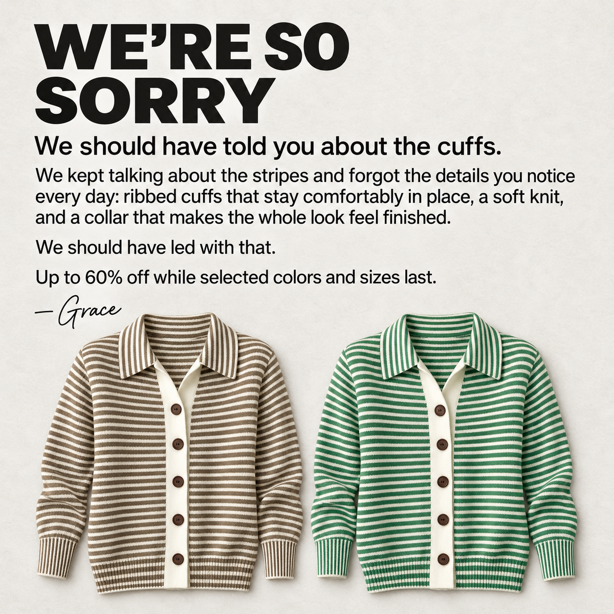 Nola cardigan editorial creative highlighting ribbed cuffs
