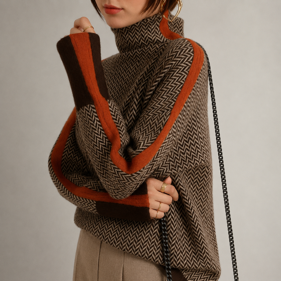 Sandra | High-Neck Contrast Sweater